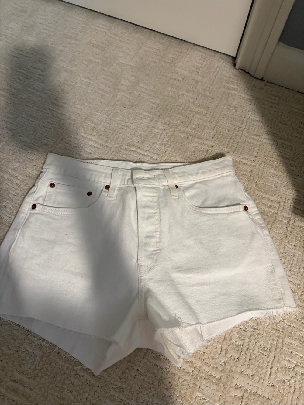 Levi's White Denim Cutoff Shorts